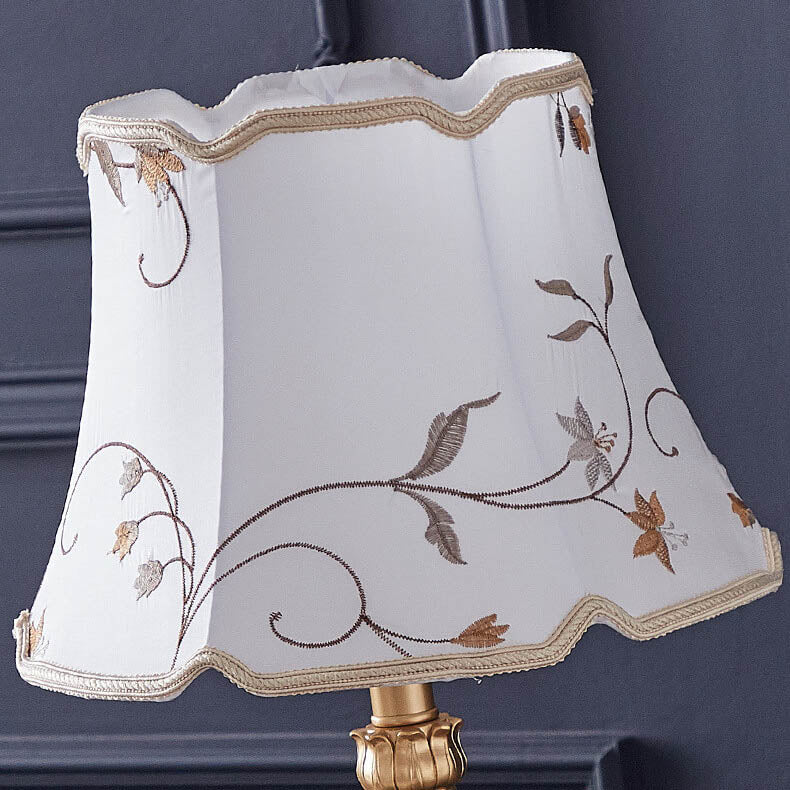 Round Fabric Resin Classical Table Lamp
