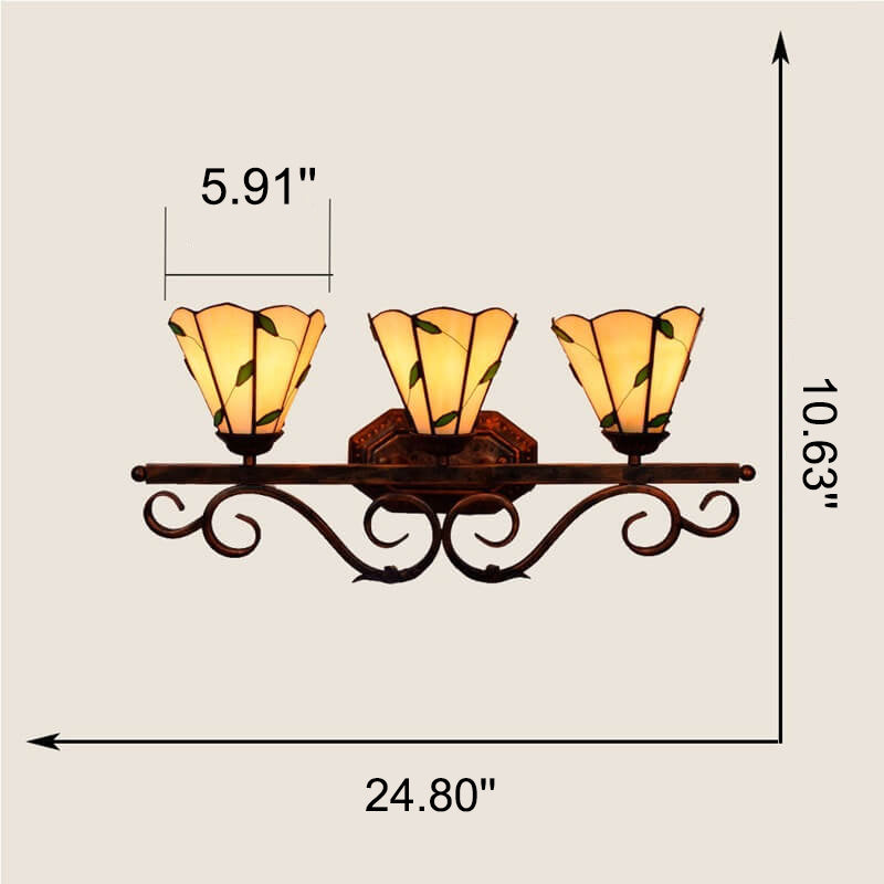 Leaf Stained Glass 3-Light Wall Lamp