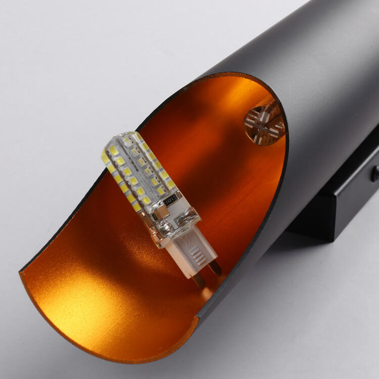Cylindrical Aluminum Black Gold 2-Light Wall Lamp