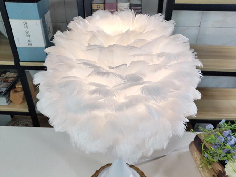 Feather Globe Teardrop Table Lamp
