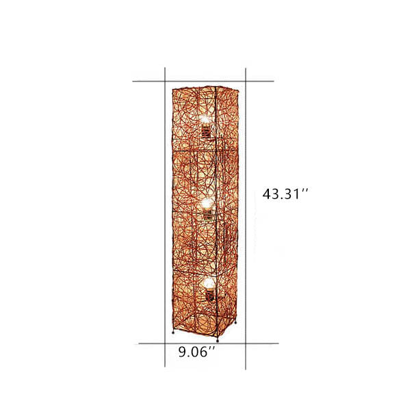 Minimalist Rattan Weaving Column 3-Light Floor Lamp