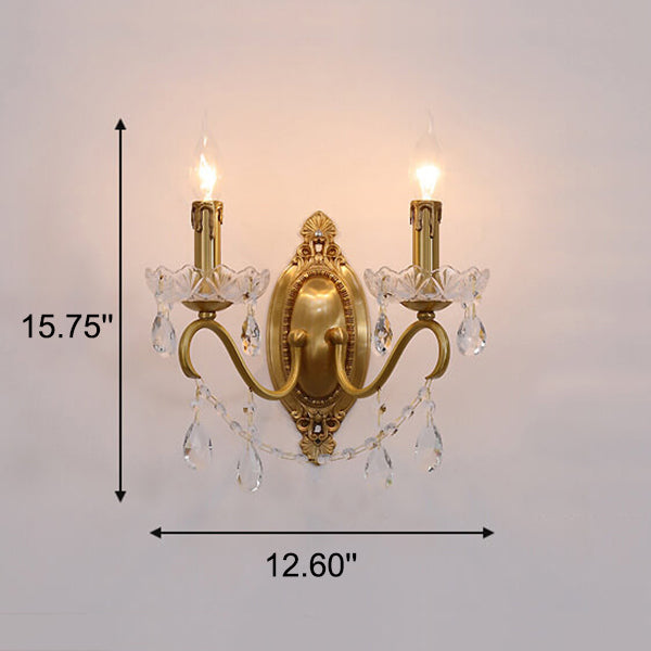 Brass Crystal Candle 1/2 Wall Lamp