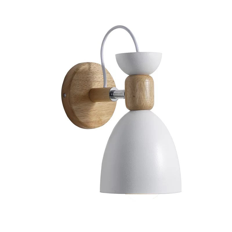 Macaron Iron Solid Wood Wall Lamp