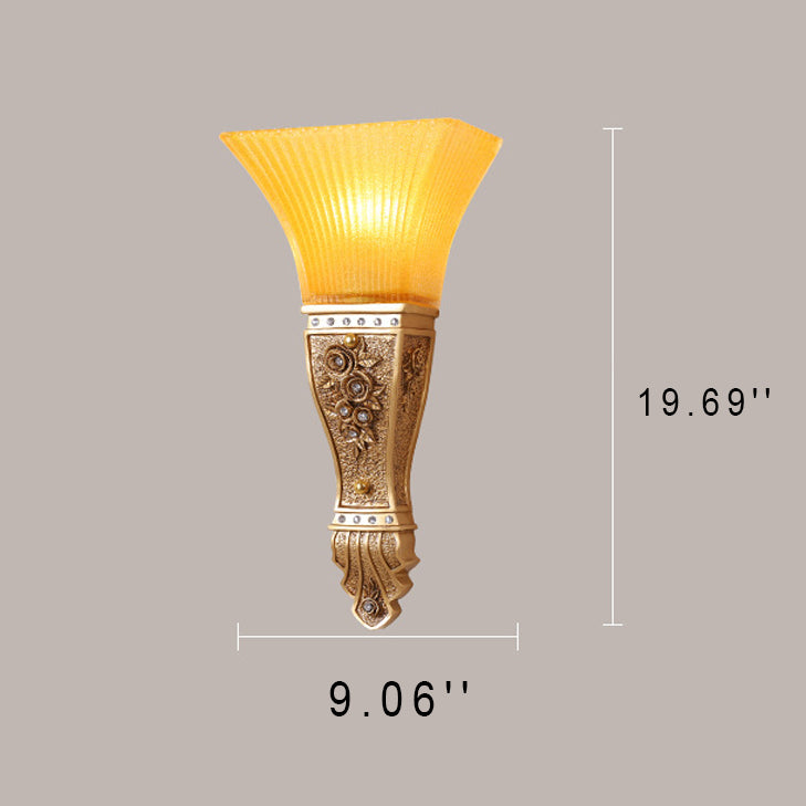 Glass Carving Resin Flared Wall Lamp