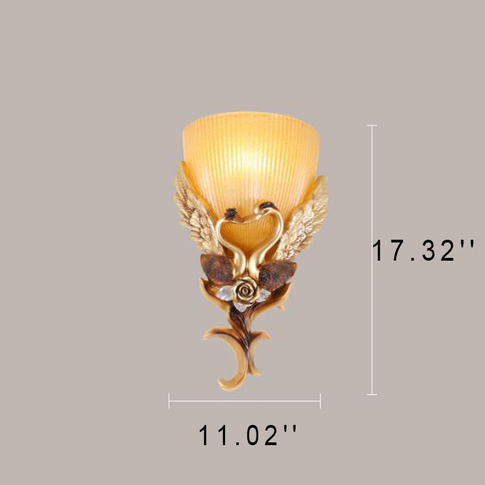 Swan Carving Flared Glass Wall Lamp