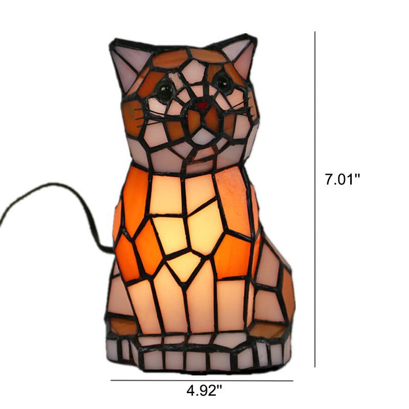 Cats Dogs Stained Glass Table Lamp