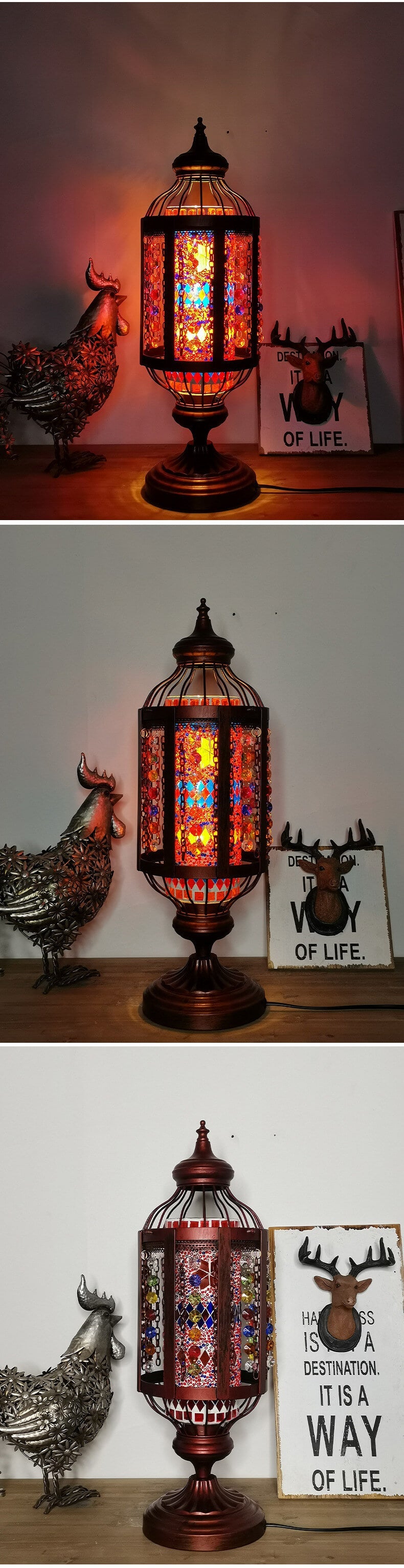 Turkish Stained Glass Lantern Table Lamp