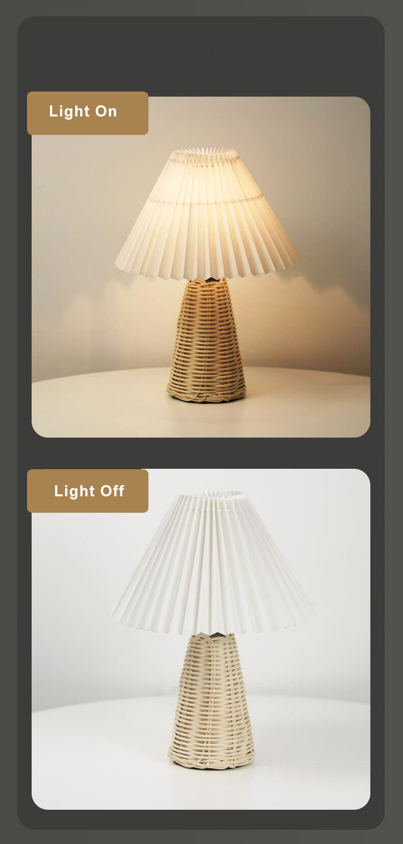Pleated Fabric Tapered Table Lamp
