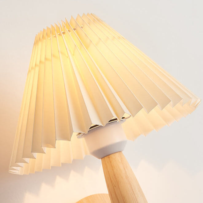 Wooden Pleated Umbrella Wall Lamp