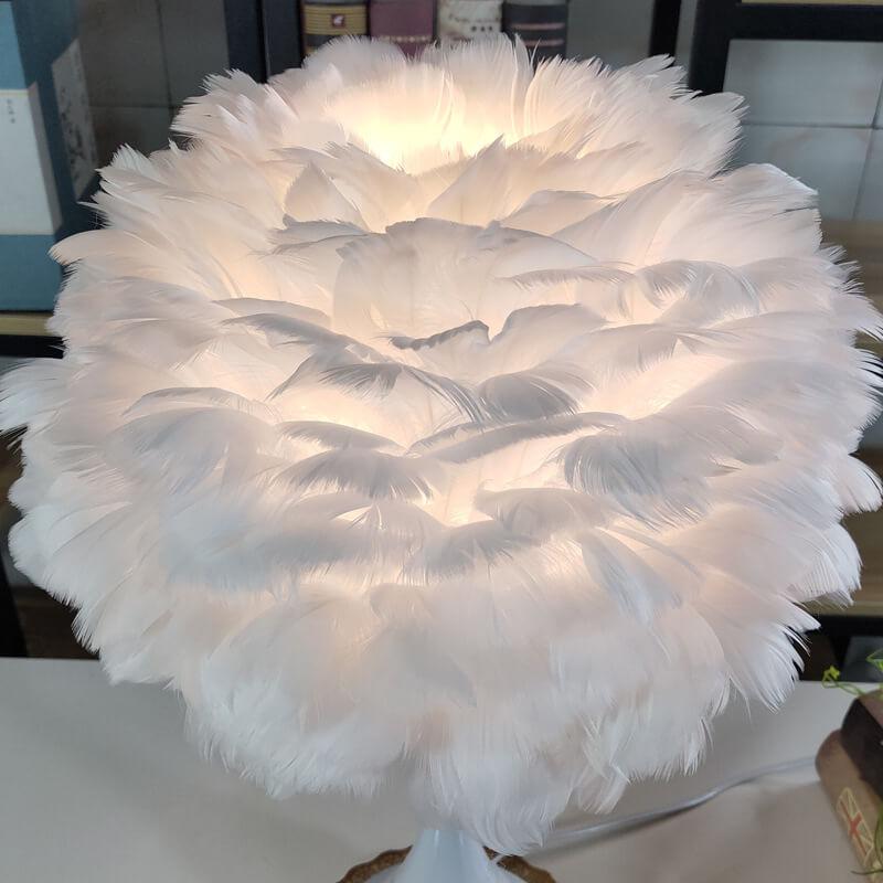 Feather Globe Teardrop Table Lamp