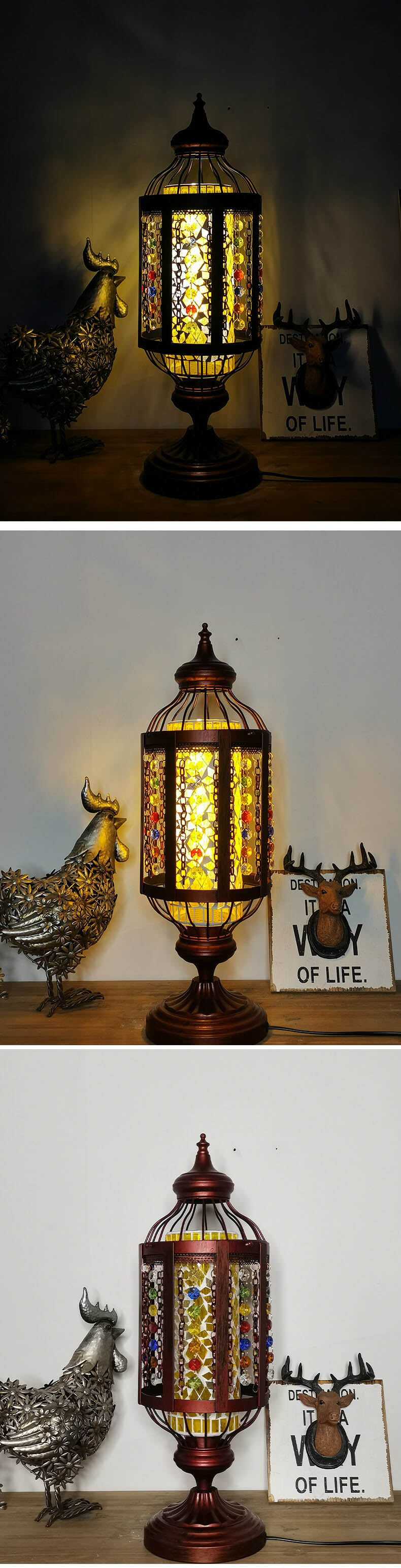 Turkish Stained Glass Lantern Table Lamp