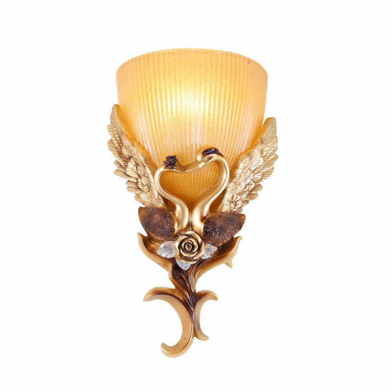 Swan Carving Flared Glass Wall Lamp