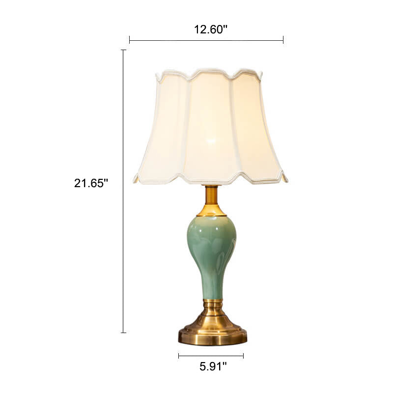 Fabric Waterdrop Ceramic Table Lamp