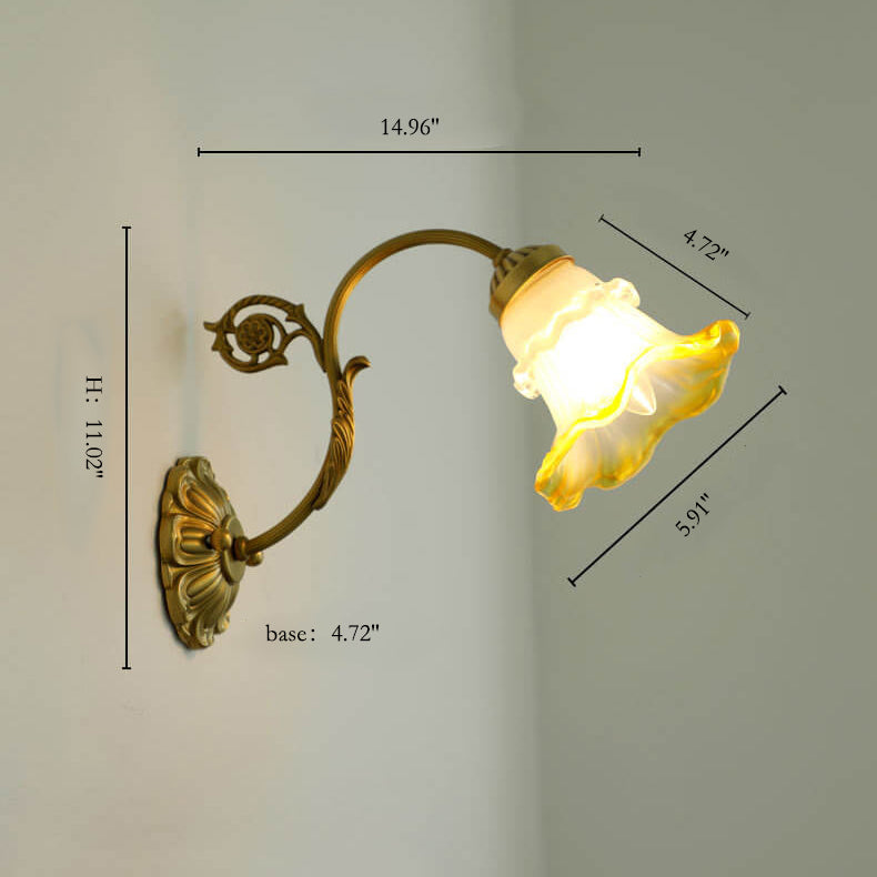 Brass Glass Flower Wall Lamp