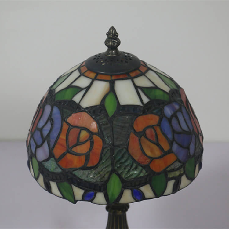 Flowering Rose Stained Glass Table Lamp