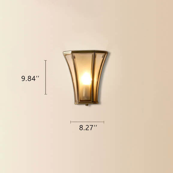 Glass Brass Column Wall Lamp