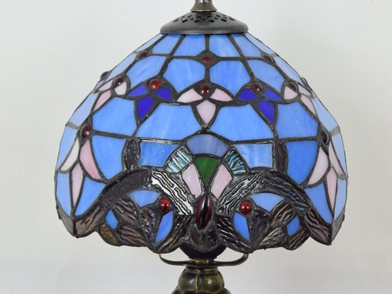 Blue Baroque Stained Glass Table Lamp