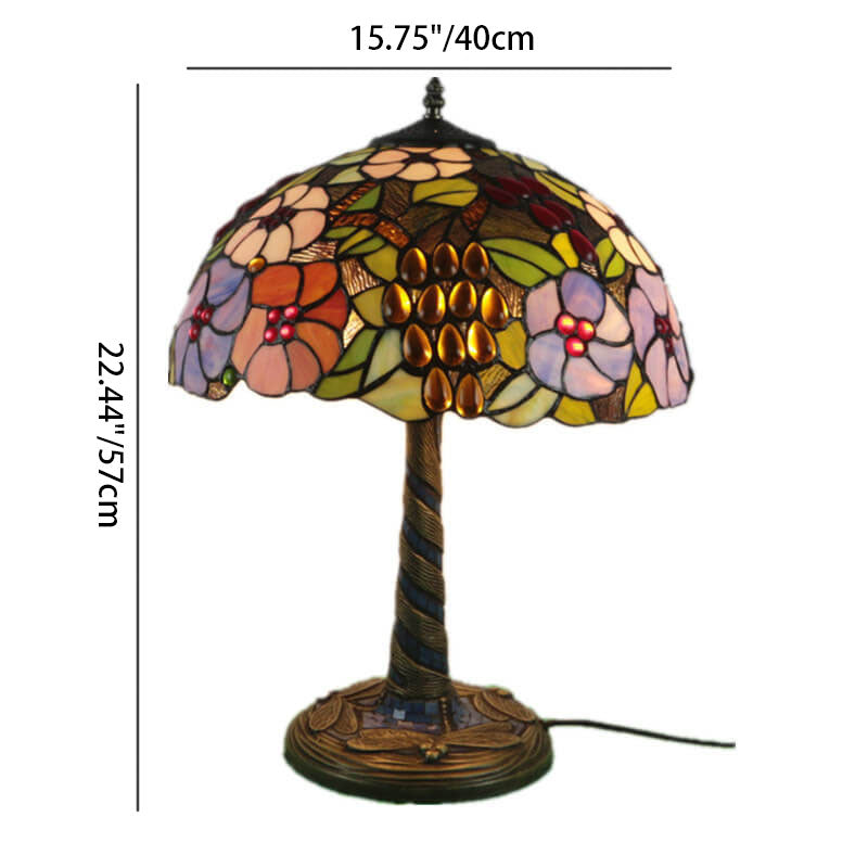 Flower Decor Stained Glass 2-Light Table Lamp