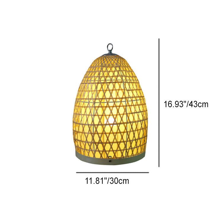 Bamboo Weaving Parchment Oval Floor Lamp