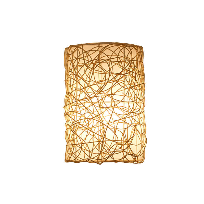 Rattan Weaving Half-Cylinder Wall Lamp