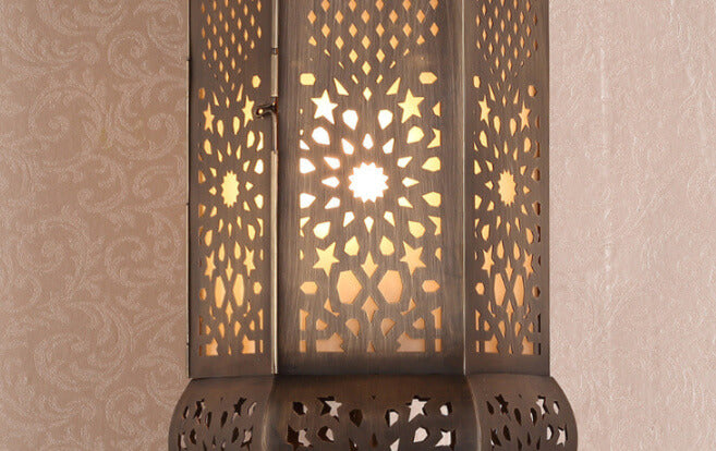 Hollowed Column Copper Moroccan Wall Lamp