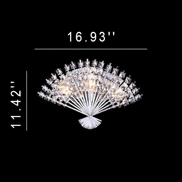 Crystal Fan Shape 3-Light Wall Lamp