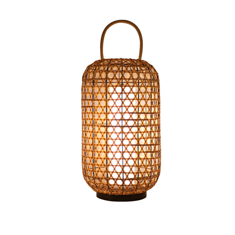 Rattan Weaving Cylinder Outdoor Light