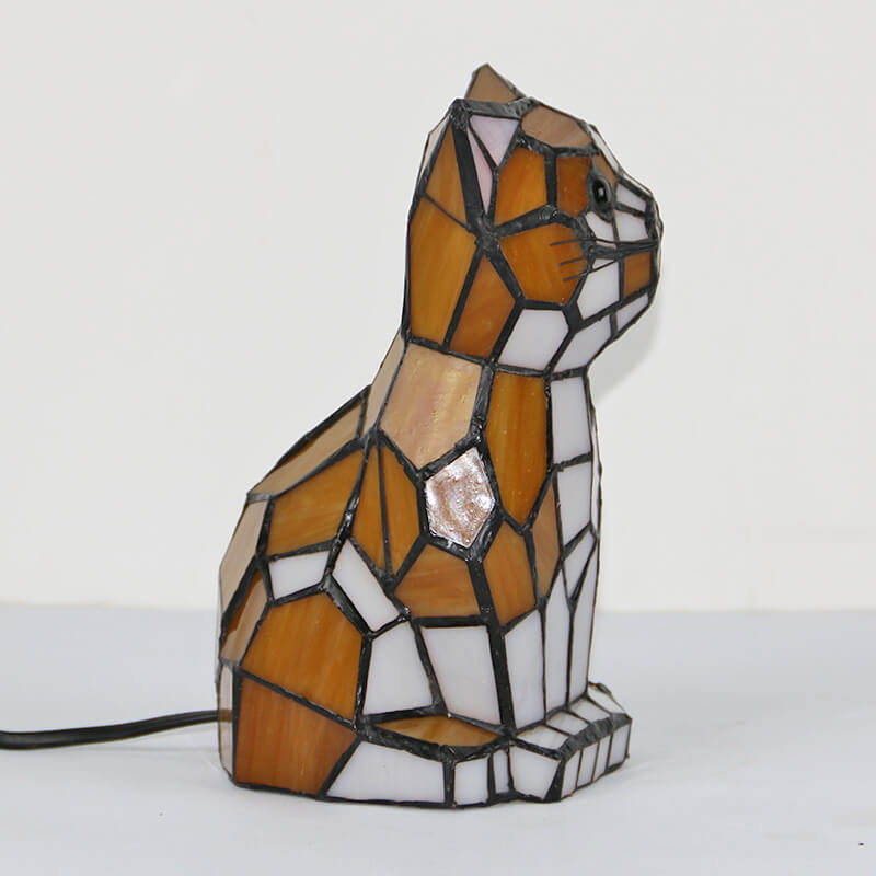 Cats Dogs Stained Glass Table Lamp