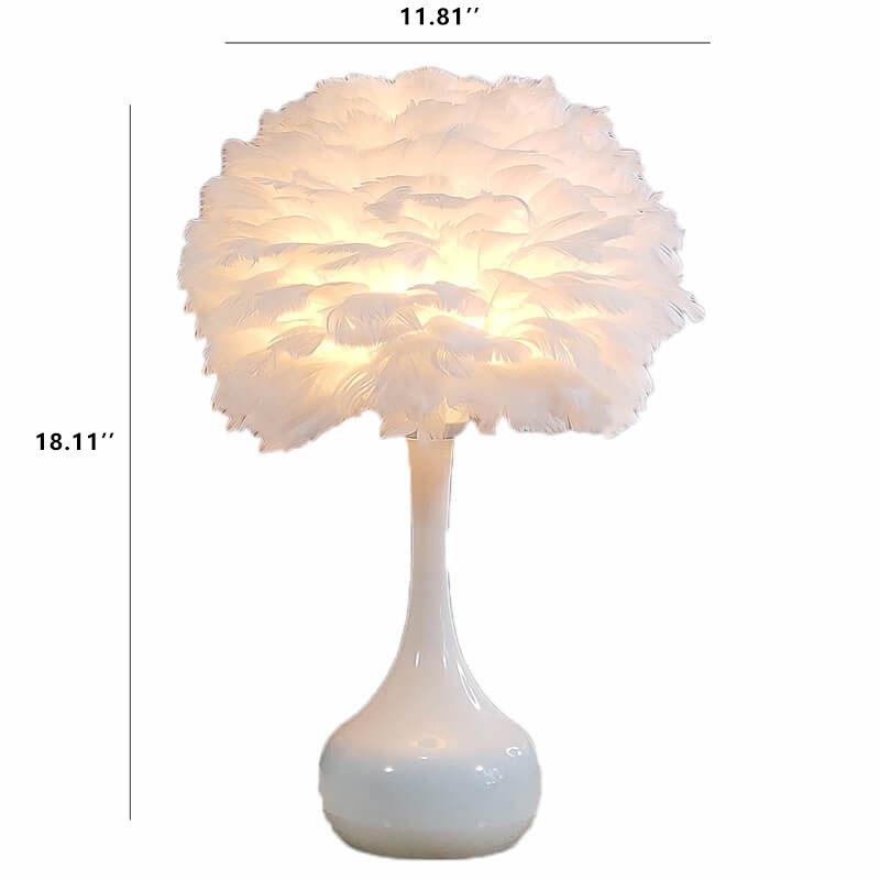 Feather Globe Teardrop Table Lamp