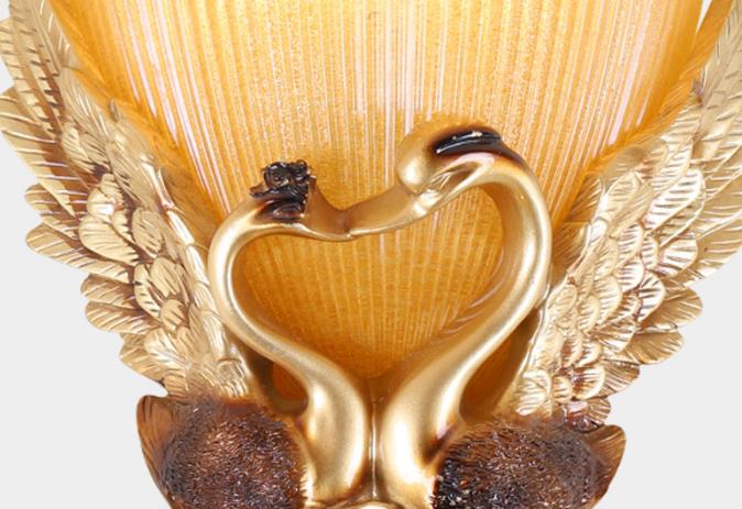 Swan Carving Flared Glass Wall Lamp