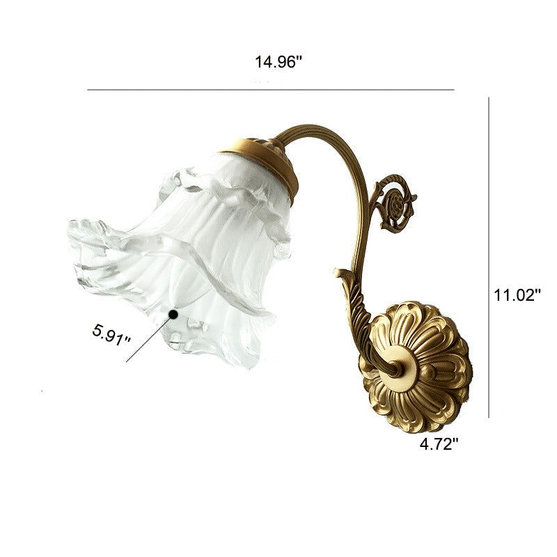 Brass Glass Flower Wall Lamp