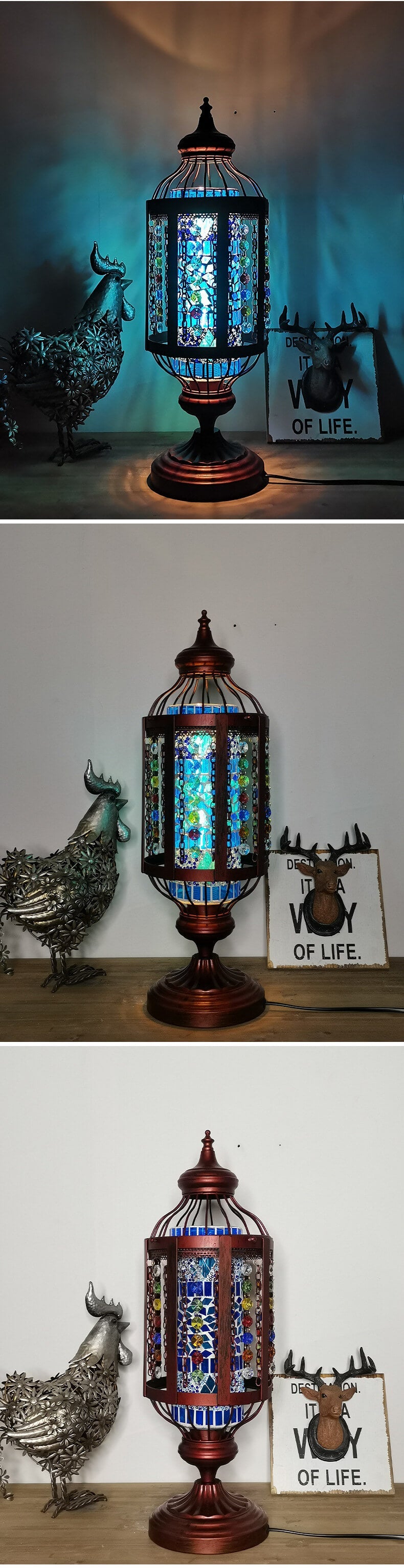 Turkish Stained Glass Lantern Table Lamp