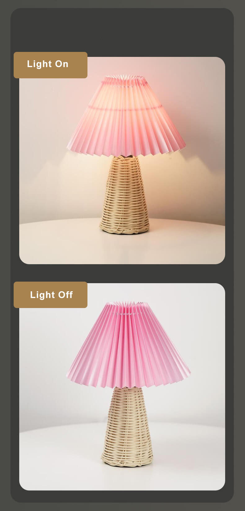 Pleated Fabric Tapered Table Lamp