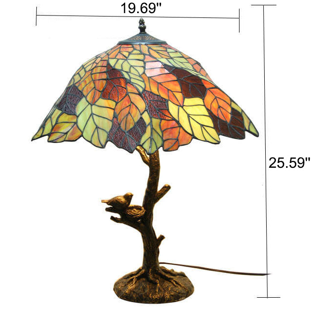 Leaf Stained Glass 2-Light Table Lamp