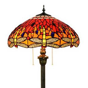 Vintage Tiffany Stained Glass 2-Light Floor Lamp