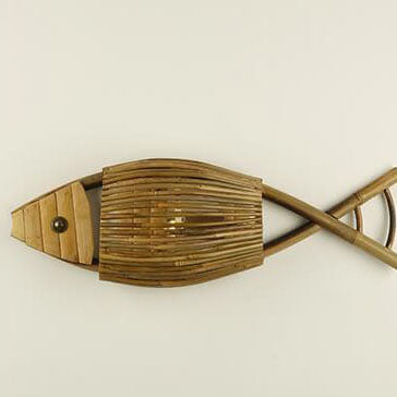 Bamboo Weaving Fish Shaped Wall Lamp