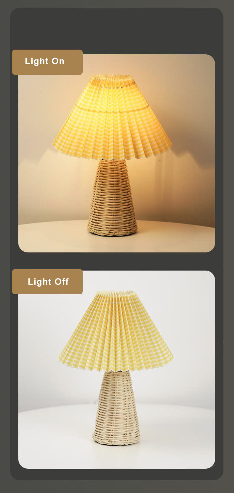Pleated Fabric Tapered Table Lamp
