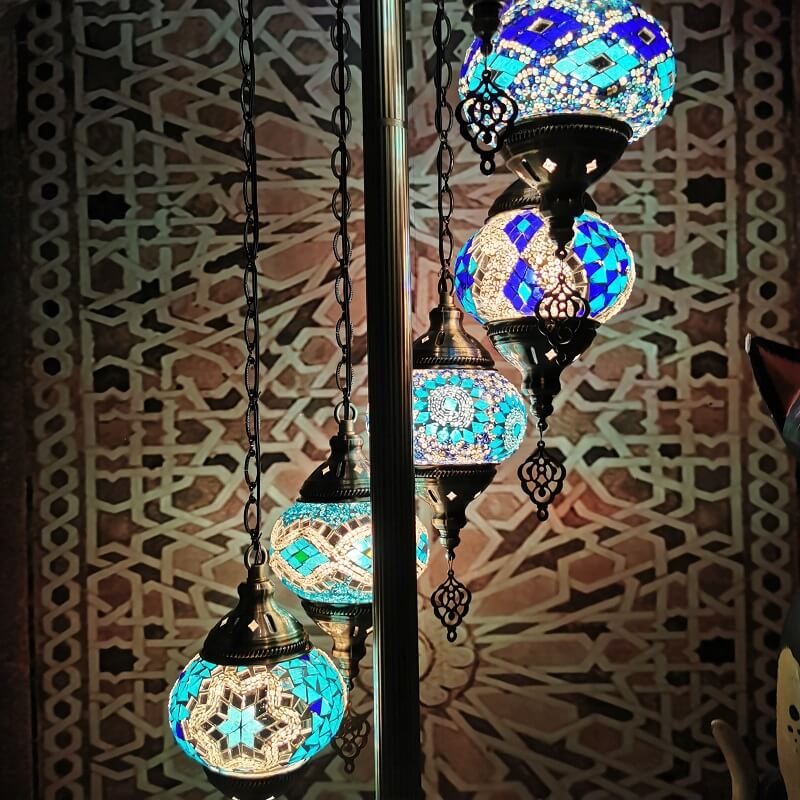 Retro Turkish Moroccan Globe 9-Light Floor Lamp