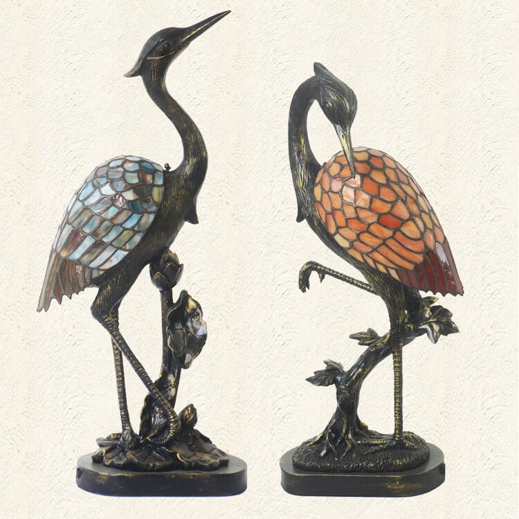 Crane Stained Glass Table Lamp