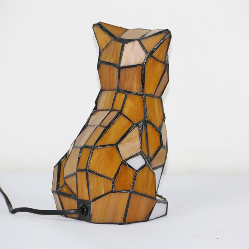 Cats Dogs Stained Glass Table Lamp