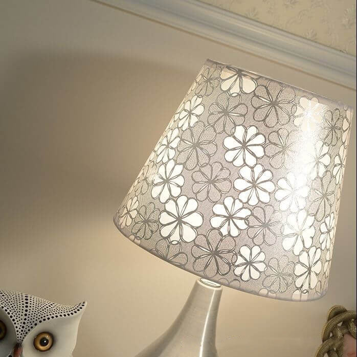 Fabric Lampshade Silver Table Lamp