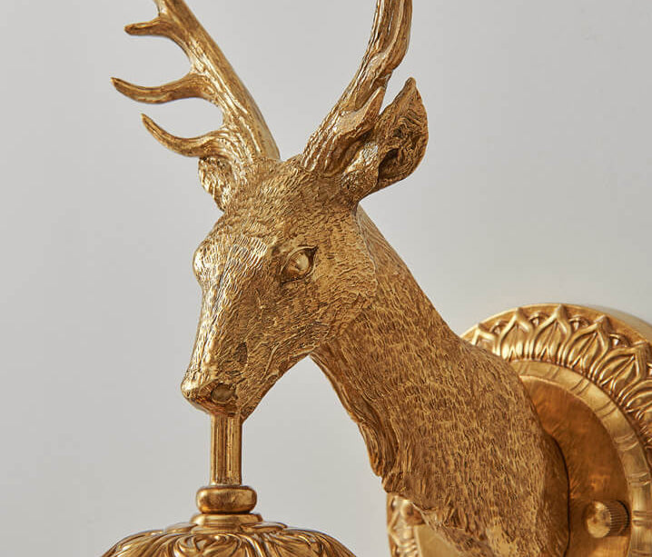 Deer Head Brass Crystal Wall Lamp