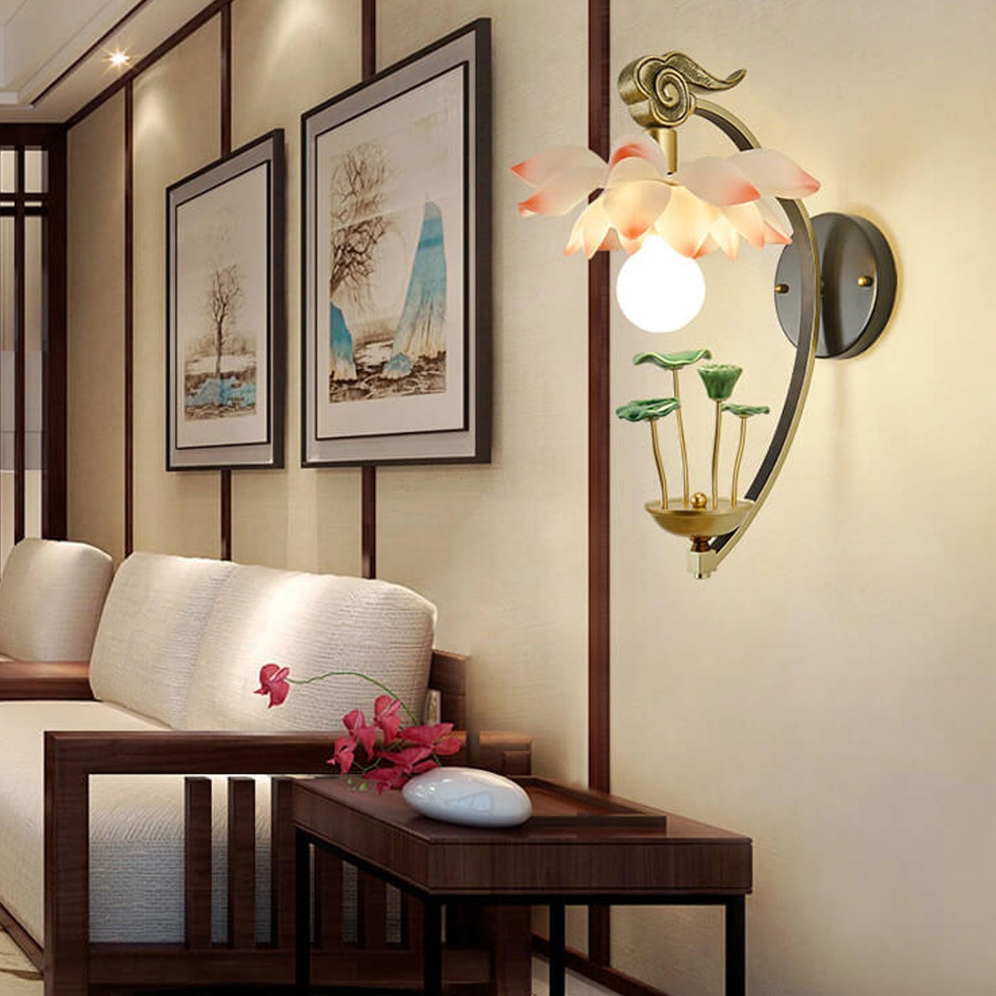Lotus Ceramic Resin Wall Lamp