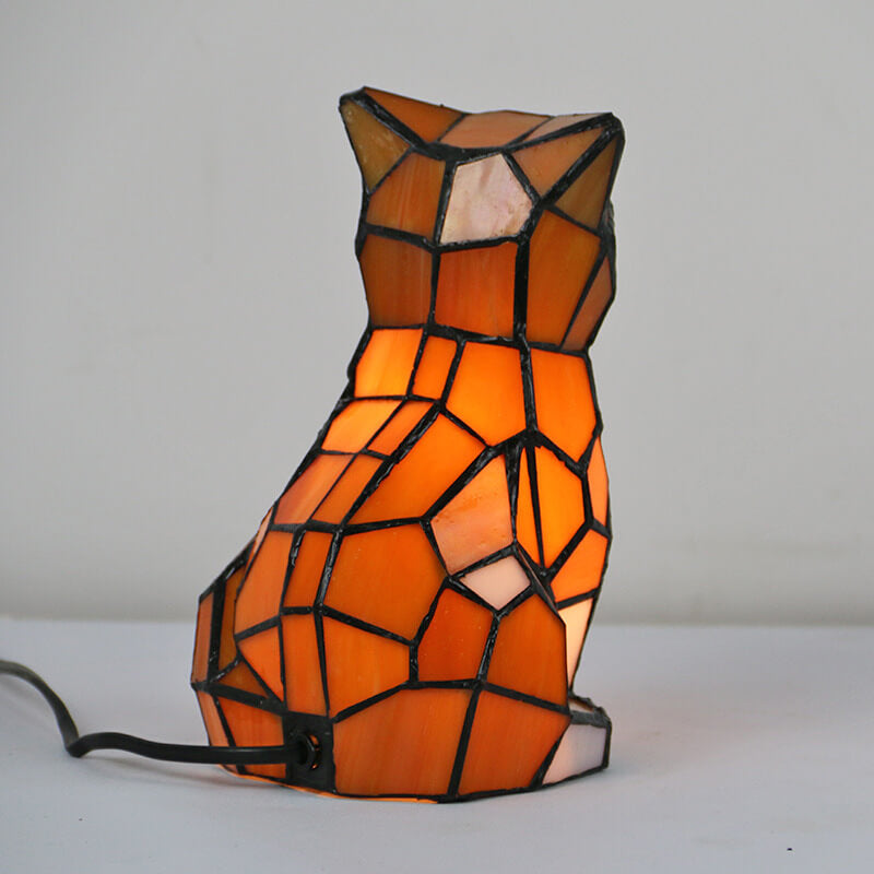 Cats Dogs Stained Glass Table Lamp