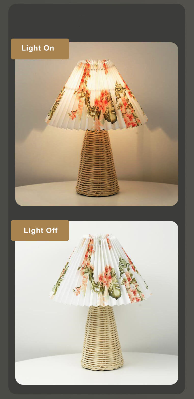 Pleated Fabric Tapered Table Lamp