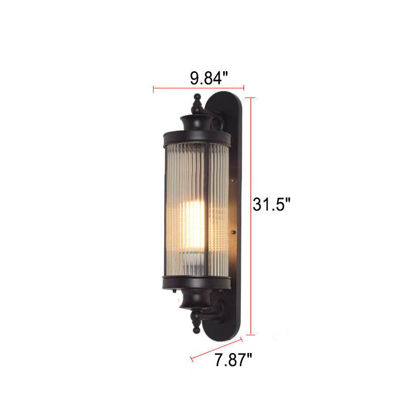 Cylindrical Glass Iron Outdoor Light