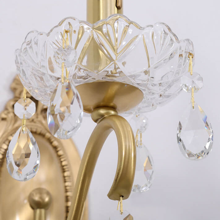 Brass Crystal Candle 1/2 Wall Lamp