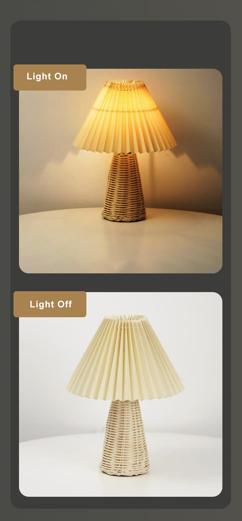 Pleated Fabric Tapered Table Lamp