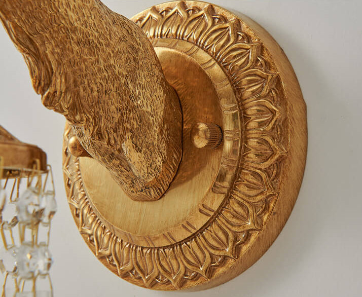 Deer Head Brass Crystal Wall Lamp