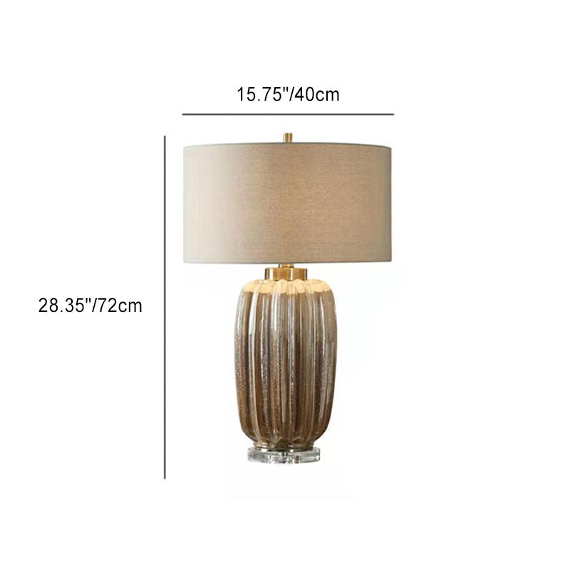 Column Ceramic Fabric Living Table Lamp